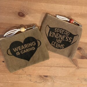 Mini Beutel - 14 cm x 11,5 cm Braun, Geldbörse, Mini Tasche, Reisetasche, Reißverschlusstäschchen, rustikal, Brieftasche, Maskenhalter, einzigartiges Geschenk, Keime, Freundlichkeit