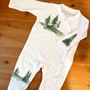 Mono de bebé, Árboles de acuarela, Regalo para baby shower, Regalo para bebé, Ropa nueva para bebé, Bebé, Recién nacido, Pijama, Mono de bebé, Body SnapUp