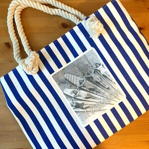 Beach Tote - Boardroom, 17.5&quot;x13&quot;, Vintage, Striped Tote Bag, Market Bag, Purse, Weekend Tote, Funny, Gifts for Her, Bridesmaids, Humor