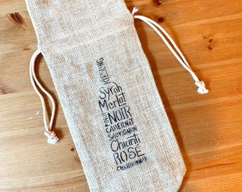 Rustic Wine Bag - Wines 15"X6", Wedding Gift Bag, Birthday Gift, Hostess Gift, Burlap Bag, Wine Gift Bag, Rustic Wedding, Wine Lovers Gift
