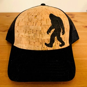 Trucker Cap, Cork, Mesh Trucker Hat, Baseball Cap, Bigfoot, Outdoors, Sasquatch, PNW, Hipster, Nature Lover, Pacific Northwest, Hand Painted