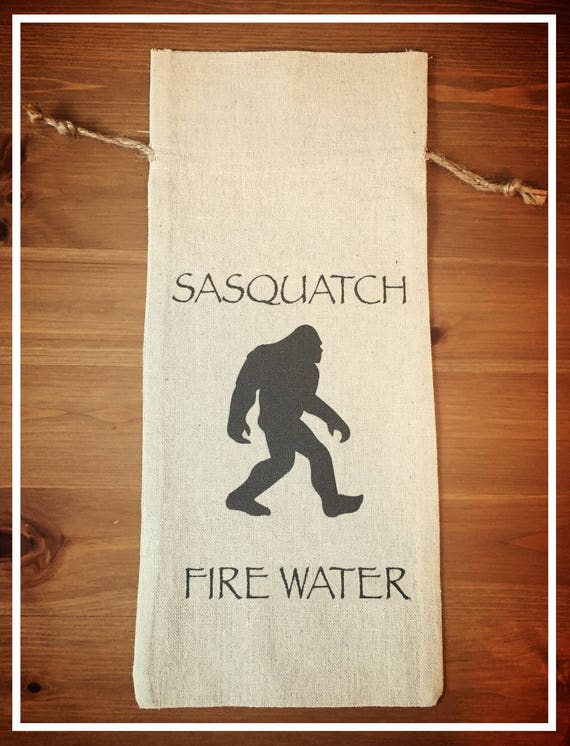 Wine Bag - Sasquatch 14"X6", Wedding Gift, Birthday Gift, Hostess Gift, Housewarming Gift Bag, Thank You Gift, Wine Lover's Gift, Bigfoot