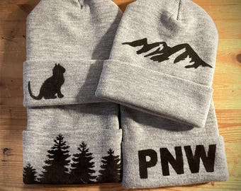 Beanie, Winter Hat, Stocking Cap, Gifts for him, Gifts for her, Outdoor Lover, PNW, Pacific Northwest, Skier, Snowboarder, Hiker, Camper