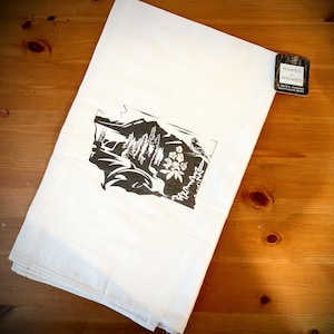 Tea Towel - Washington, Flour Sack Towel, 30"X30", Home Decor, Kitchen, Funny Gifts, Foliage, Pacific Northwest, Dish Towel, PNW, Seattle