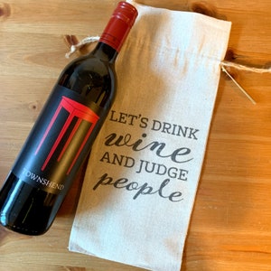 Wine Bag - Judge People 14&quot;X6&quot;, Birthday, Hostess Gift, Wine Lovers, Thank You, Funny, Gift Wrap, Wine Bag, Gift Bag, Snarky, Humor Gift