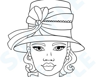 Adult Coloring Page, Mother's Day 2024, Black Woman Coloring, Church Lady, Melanin Goddess, Color Therapy, Self-Care Coloring, Sip and Paint