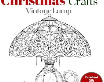 Kerstkleurplaat, Kerstcadeau-idee, Kerst 2026, Tiffany-stijl, Vintage lamp, Kleuren voor zelfzorg, Zelfliefde, Sip and Paint