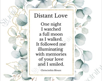 Love Poem, Long Distance Relationship, FIVE SIZES, Easter 2024, Easter Gift, Long Distance Poem, National Poetry Month, Poetry Month