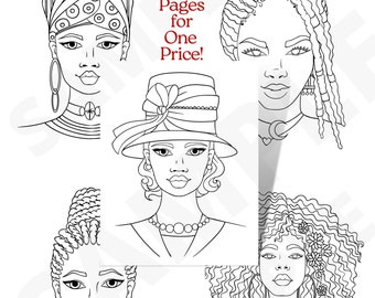 Adult Coloring Page Bundle, Mother's Day 2024, Black Women Coloring Pages, Melanin Goddess, Color Therapy, Self-Care Coloring, Sip and Paint