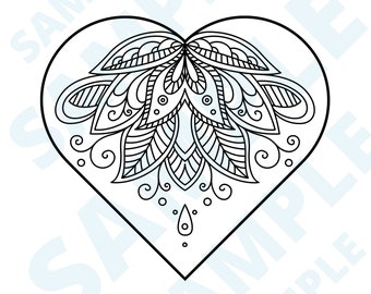 Heart Coloring Page, Valentine's Day 2024, Galentine's Day 2024, Heart Shaped Coloring Page, Heart Coloring, Self-Care Coloring