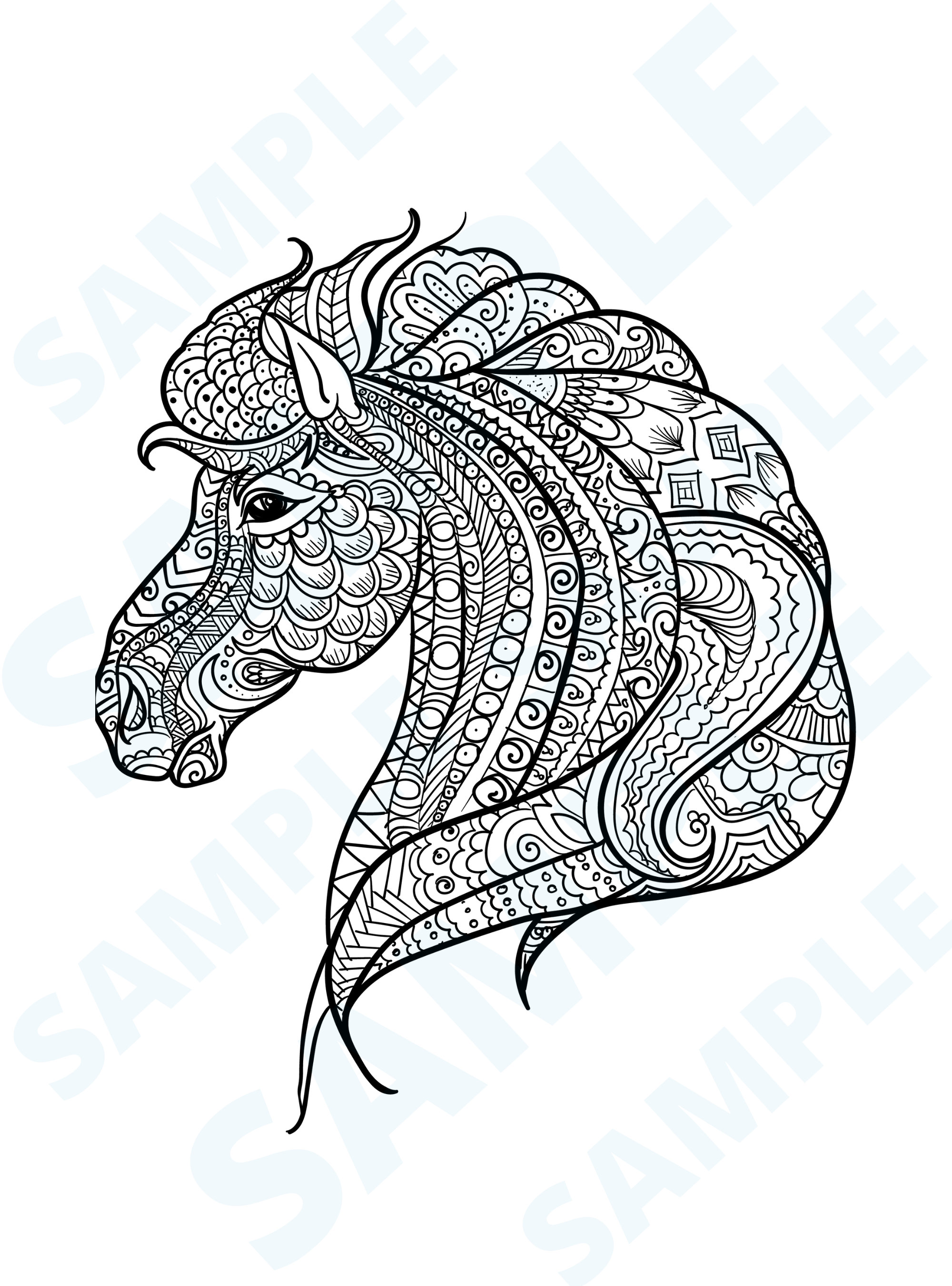 printable coloring horse adult coloring page horse mandala etsy