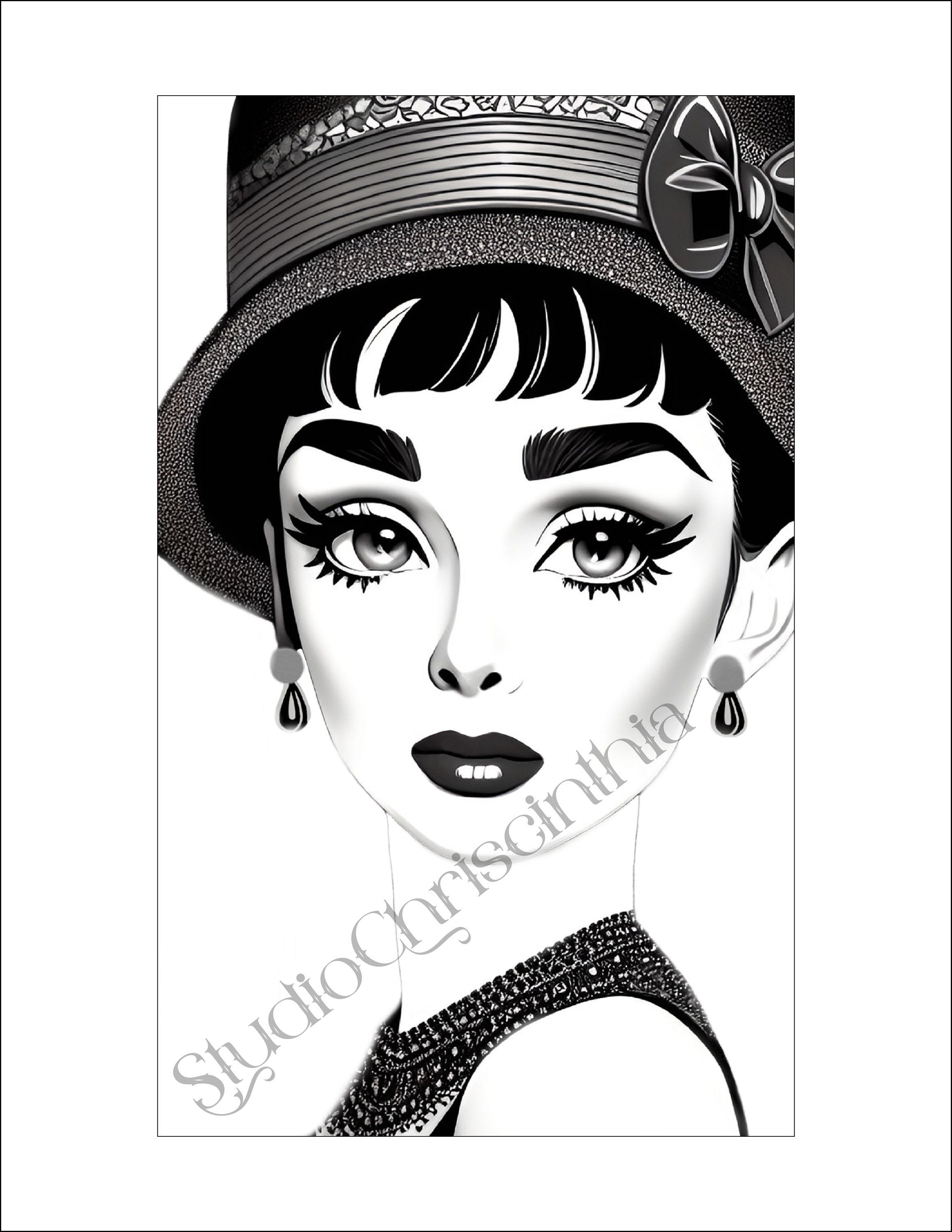 Audrey Hepburn Coloring Page, Mother's Day 2024, Adult Coloring Page ...
