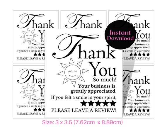 Customer Thank You Cards Printable Order Inserts Customer - Etsy