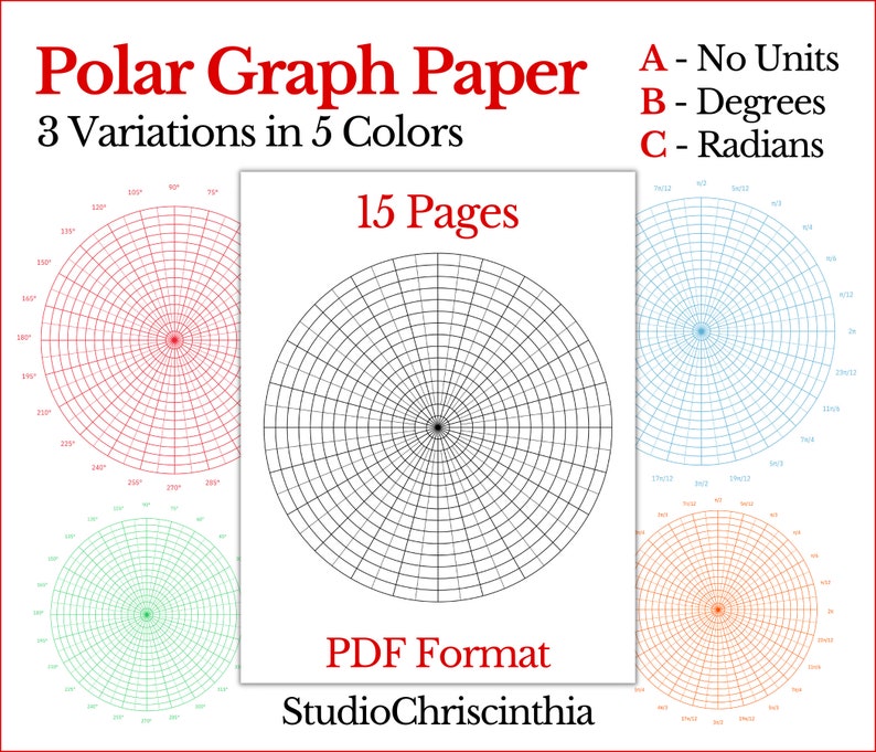 Circular Graph Paper Polar Graph Paper Coordinate Paper Etsy