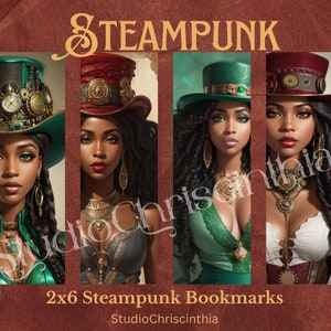 Afrofuturism, Afrofuturistic, Printable Bookmarks, Christmas 2024, Christmas Gift Ideas, 2x6 Bookmarks, Steampunk, Steampunk Fashion