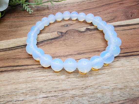 Opalite Beaded Bracelet, Handmade Jewelry, Stretch, Gifts for Her, Valentines, Crystals, Healing