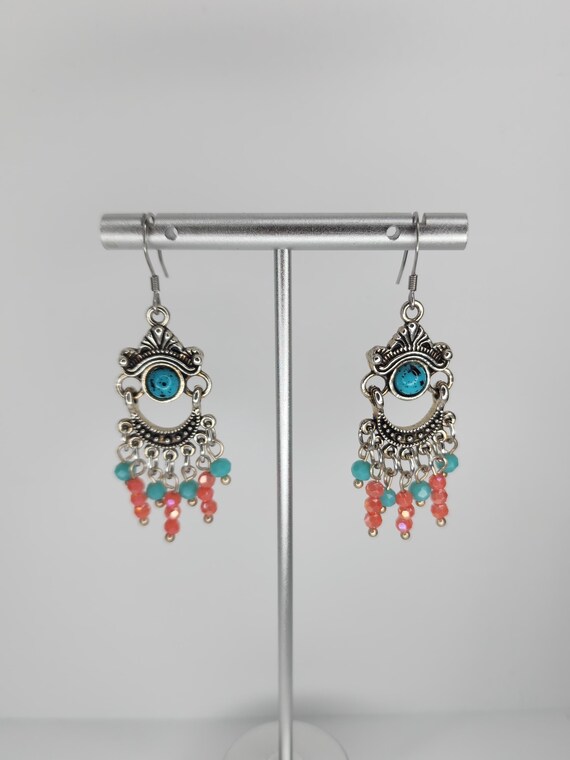Western Style Dangle Earrings, Handmade Jewelry, Gifts for Her, Silver, Turquoise, Southwestern, Boho