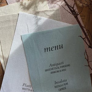 Fabric Menu - Individuell bedrucktes Textilmenü - Personalisiert - Hochzeit, Party, Abendessen