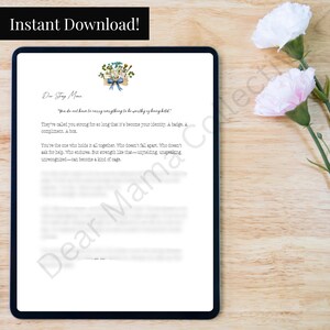 Dear Strong Mama Letter Printable Encouragement Digital Self Care Gift Instant Download for Moms Emotional Support Digital PDF Health
