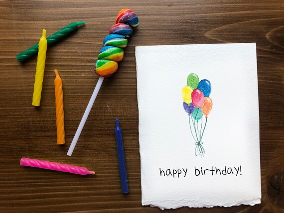 Happy Birthday Balloons Birthday Card / Colorful - Etsy