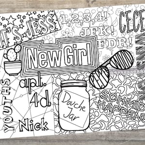 New Girl Themed Adult Coloring Sheet | INSTANT DOWNLOAD