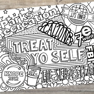 Folha para colorir para adultos de parques e recreação | DOWNLOAD INSTANTÂNEO