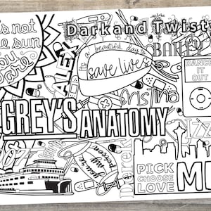 Grey's Anatomy Adult Coloring Sheet | INSTANT DOWNLOAD