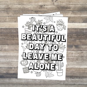 It’s a Beautiful Day to Leave Me Alone Coloring Sheet | INSTANT DOWNLOAD