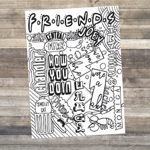 Friends Adult Coloring Sheet | INSTANT DOWNLOAD