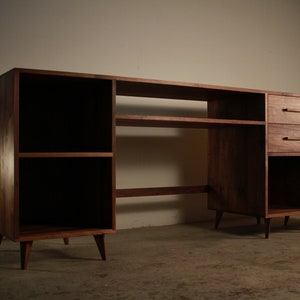 Bakewell Desk, Modern Solid Wood Desk, Wood Writing Desk, Minimal Desk, Modern Office Shown in Myrtle image 1