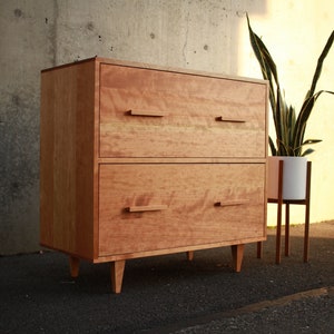 Parker Filing Cabinet, Mid-Century Modern File Cabinet, Modern Filing Drawers, Wood File Cabinet (Shown in Cherry)