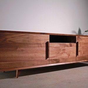 Hein Modern Console 2.0, 72"W, Mid Century Credenza, Modern Media Console, Modern TV Stand (Shown in Walnut)