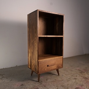 Halfstack Bookcase, 43"H, Modern Storage, Mid-Century Record Storage, Vinyl LP Storage (Shown in Walnut)