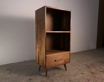 Halfstack Bookcase, 43"H, Modern Storage, Mid-Century Record Storage, Vinyl LP Storage (Shown in Walnut)