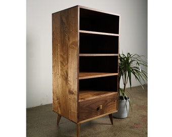 Halfstack Bookcase, X"H, Mid-Century Modern LP Storage, Record Storage, Modern Vinyl Storage (Shown in Walnut)