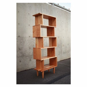 OFFSTACK Bookcase, 6-Tier, Modern Geometric Bookshelf, Custom Sizing Bookcase, Solid Wood Shelf (Shown in Cherry)