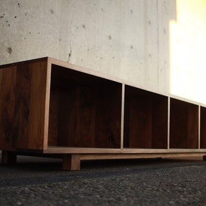 Warner Foyer Bench, 72"W, Entryway Storage Bench, Living Room Bench, Mid Century Vinyl Storage (Shown in Walnut)