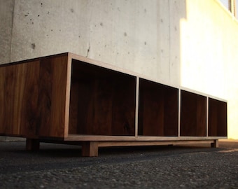 Warner Foyer Bench, 72"W, Entryway Storage Bench, Living Room Bench, Mid Century Vinyl Storage (Shown in Walnut)