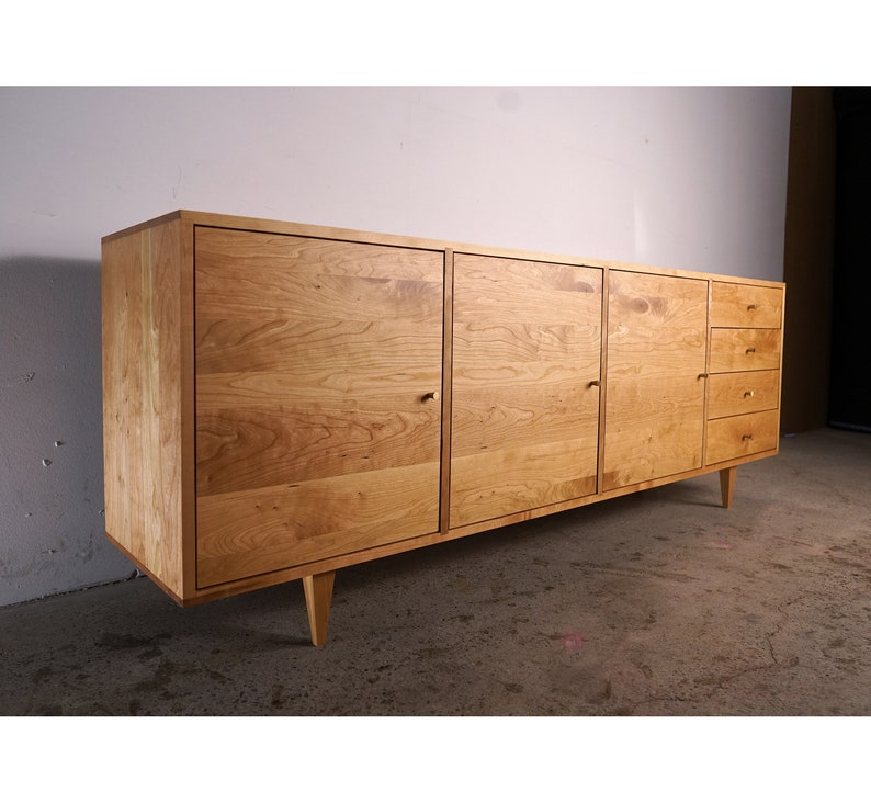 Danish Modern Console, Mid-Century Modern Credenza, Modern Sideboard, Solid Wood Sideboard Shown in Cherry image 1