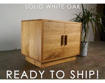 PRICED TO MOVE - Ready to Ship!  Connor Media Cabinet, Solid Hardwood Storage Cabinet, Modern Wood Storage (Shown in White Oak)