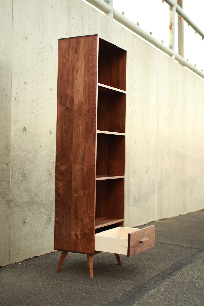 Fullstack Bookcase, Mid-Century Modern Vinyl Storage, Mid Century Bookshelf, Modern LP Shelf Shown in Walnut image 6