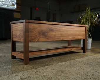 Venkat Trunk Bench, Modern Storage Bench, Handcrafted Woodwork Bench (Shown in Walnut)