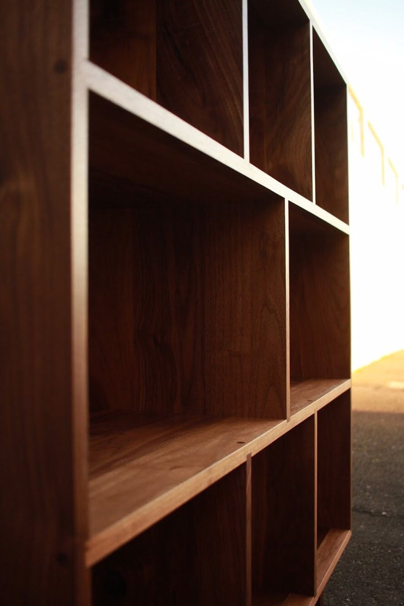 Smith Vinyl LP Console, Mid-Century Modern Bookcase, Solid Hardwood Bookshelf, PNW Made Furniture Shown in Walnut image 6