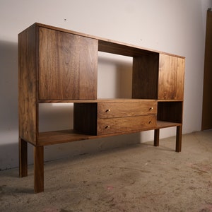 Samdahl Sideboard, Modern Wood Sideboard, Solid Wood, Real Wood Console, Cabinet Shown in Walnut image 1