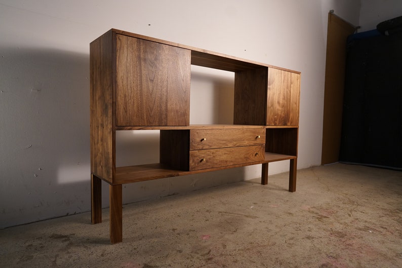 Samdahl Sideboard, Modern Wood Sideboard, Solid Wood, Real Wood Console, Cabinet Shown in Walnut image 1