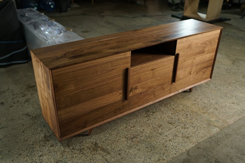 Hein Modern Console 2.0, 28 Height, 72 Wide, Mid-Century Media Console, Modern Solid Wood Credenza, Modern Sideboard Shown in Walnut image 3