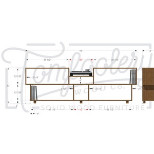 Emerson Vinyl Console, LP Storage, Modern Entertainment Storage, Modern Solid Wood Media Console, Wood Console Shown in Walnut image 6