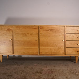 Danish Modern Console, Mid-Century Modern Credenza, Modern Sideboard, Solid Wood Sideboard Shown in Cherry image 2