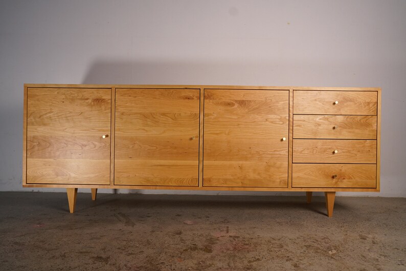 Danish Modern Console, Mid-Century Modern Credenza, Modern Sideboard, Solid Wood Sideboard Shown in Cherry image 2