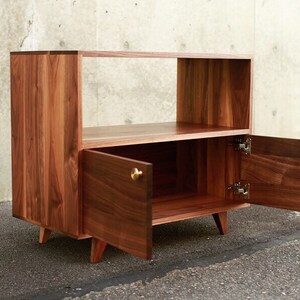 Pike Place Console, Handcrafted Solid Wood, Modern Media Cabinet (Shown in Walnut) image 5